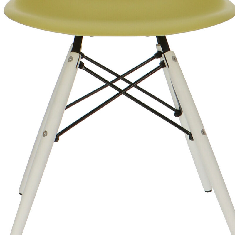 POPfurniture Chaise POP DSW Pieds Blancs Vert olive