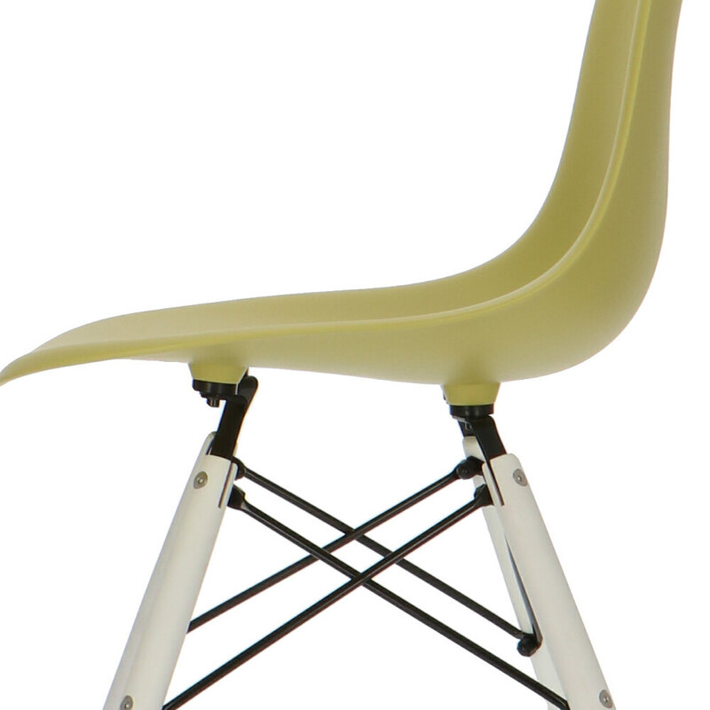 POPfurniture Chaise POP DSW Pieds Blancs Vert olive