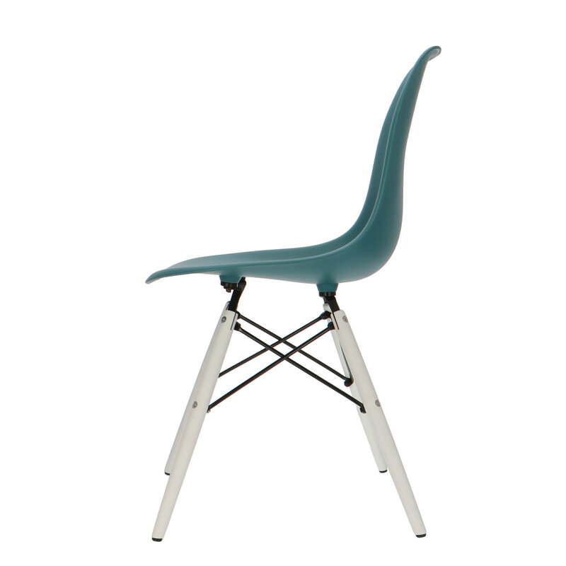 POPfurniture POP Stuhl DSW Weißes Untergestell Petrolblau