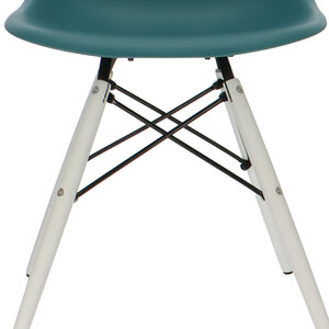 POPfurniture Chaise POP DSW Pieds Blancs Bleu Petrole