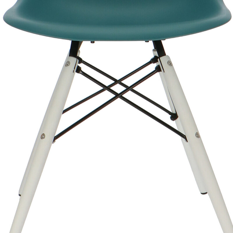 POPfurniture Chaise POP DSW Pieds Blancs Bleu Petrole