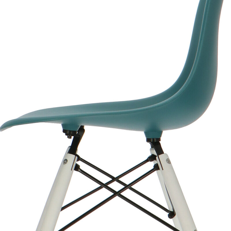 POPfurniture Chaise POP DSW Pieds Blancs Bleu Petrole