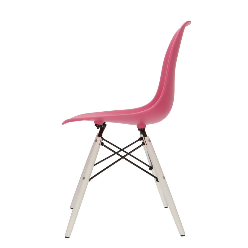 POPfurniture Chaise POP DSW Pieds Blancs Rose