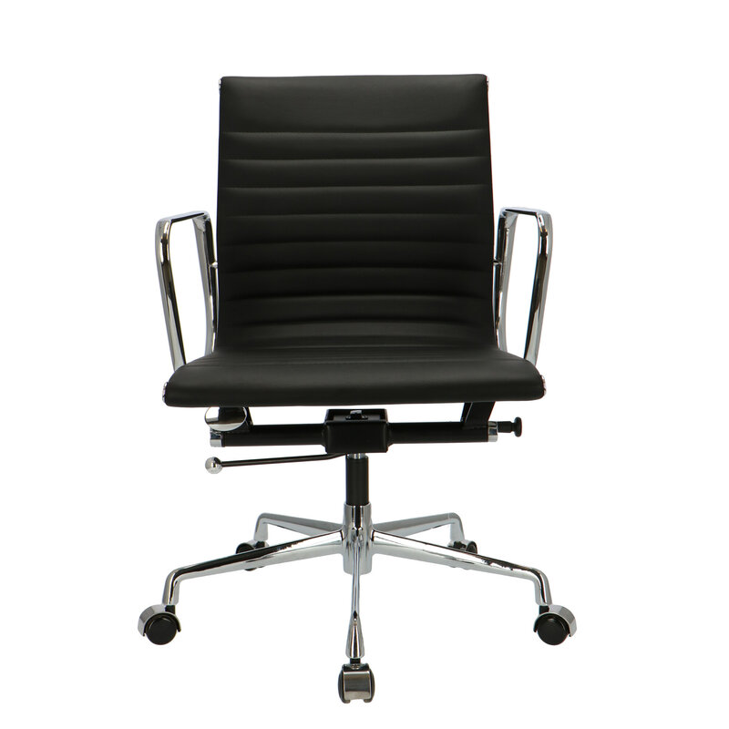 Chaise De Bureau POP EA 117 Noir Cuir POPfurniture Chaise De Bureau POP EA 117 Noir Cuir