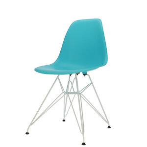 POPfurniture POP Stuhl DSR Weißes Untergestell Türkis