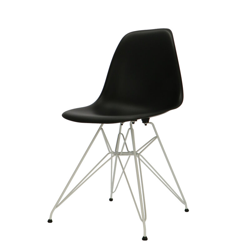 POPfurniture Chaise POP DSR Pieds Blancs Noir