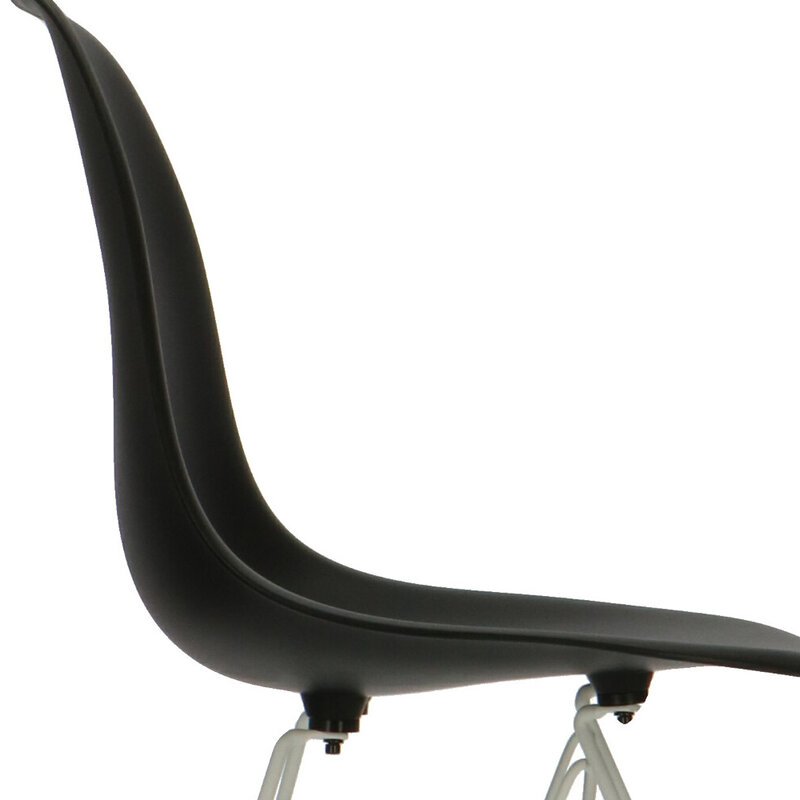 POPfurniture Chaise POP DSR Pieds Blancs Noir