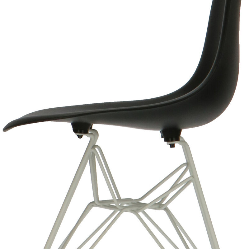 POPfurniture Chaise POP DSR Pieds Blancs Noir