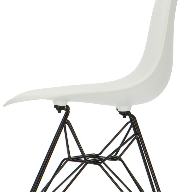 POPfurniture Chaise POP DSR Pieds Noirs Blanc