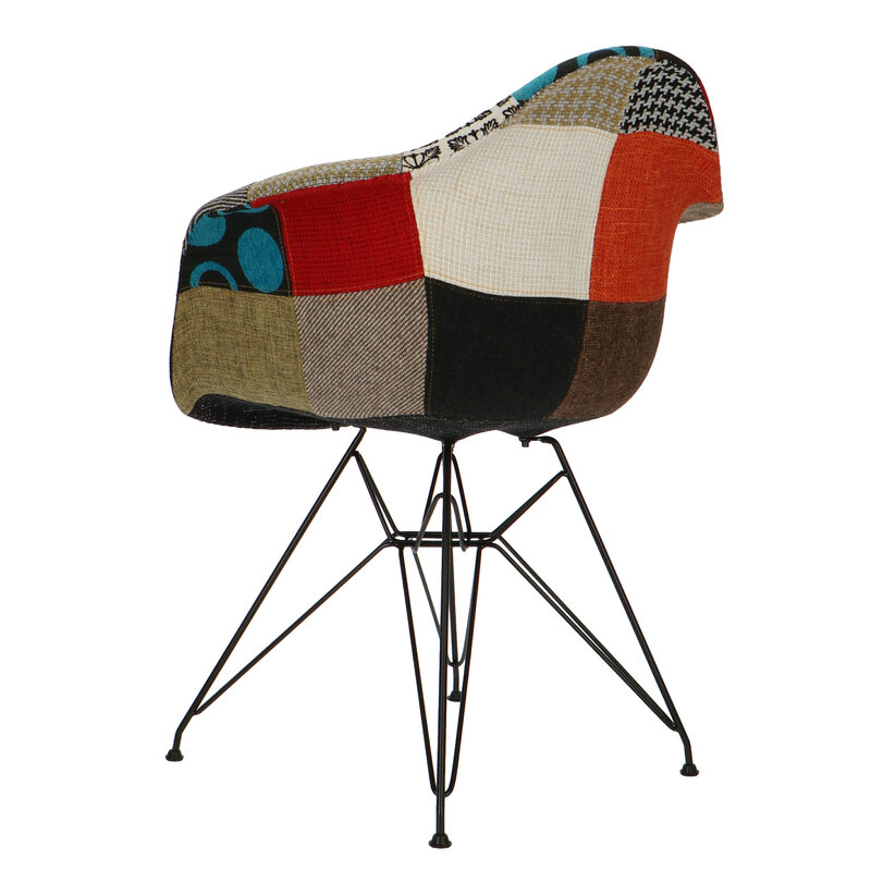 POPfurniture POP Stuhl DAR Schwarzes Untergestell Patchwork