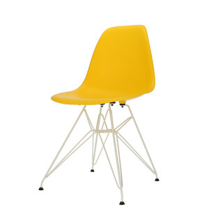 POPfurniture Chaise POP DSR Pieds Blancs Jaune
