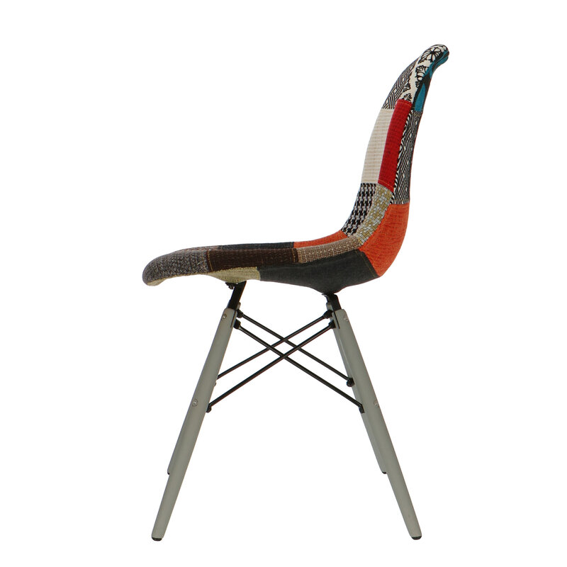 POPfurniture Chaise POP DSW Pieds Gris Patchwork