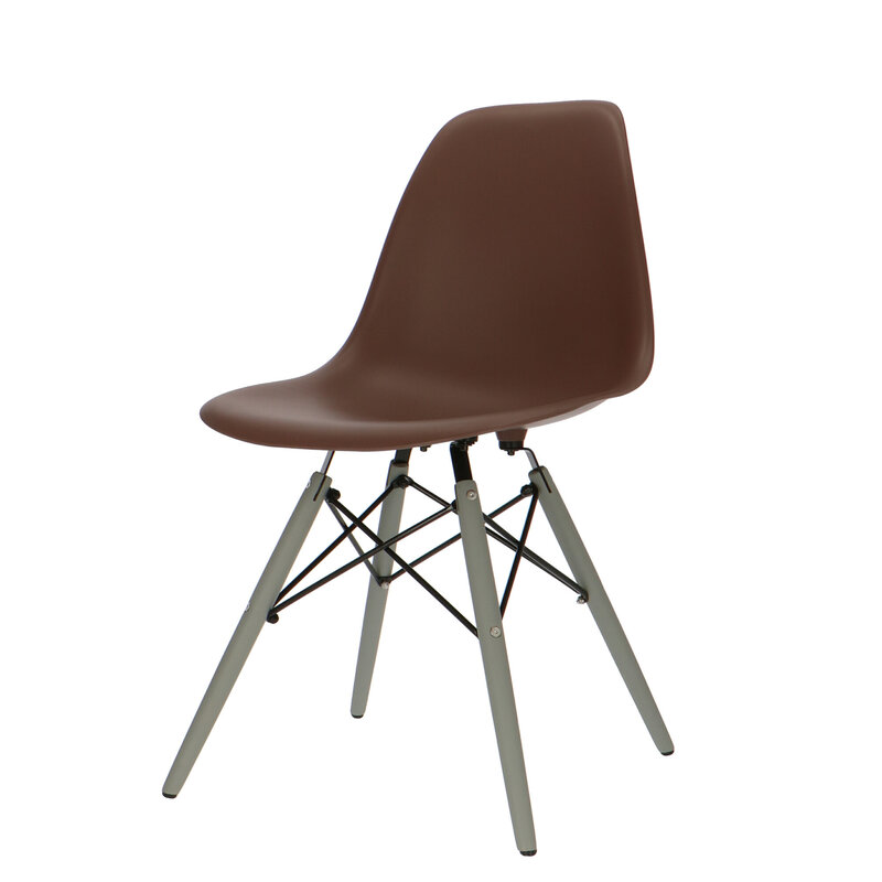 POPfurniture Chaise POP DSW Pieds Gris Brun