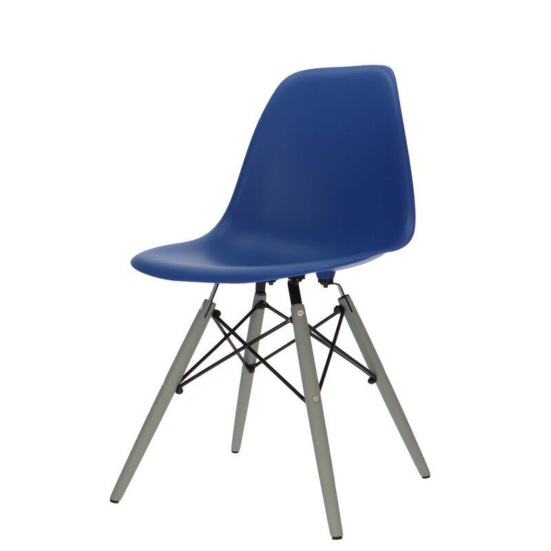 POPfurniture Chaise POP DSW Pieds Gris Bleu FoncÃ©