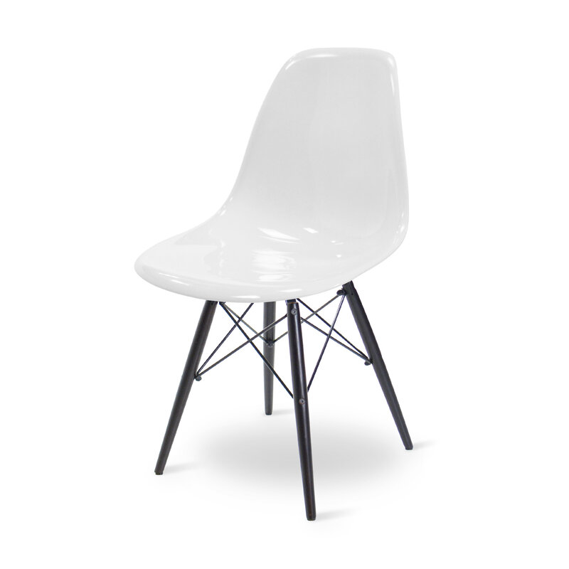 POPfurniture POP Chair DSW Schwarzes Untergestell Shiny White