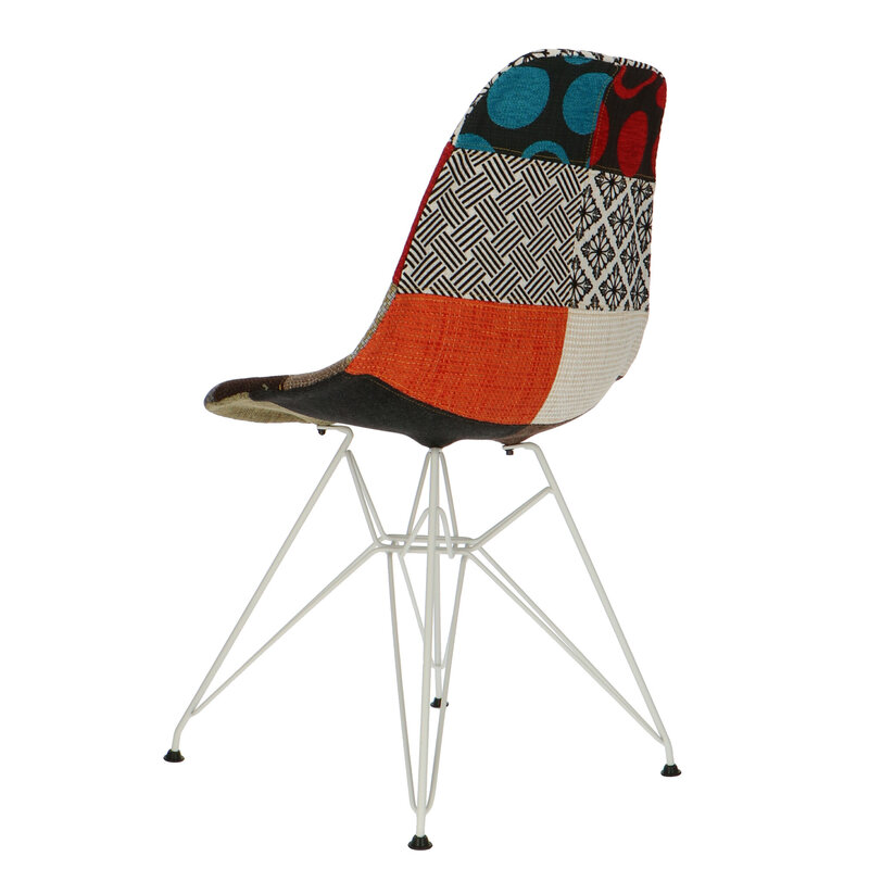 POPfurniture POP Chair DSR Weißes Untergestell Patchwork