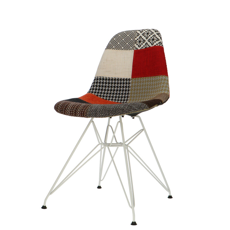 POPfurniture POP Chair DSR Weißes Untergestell Patchwork