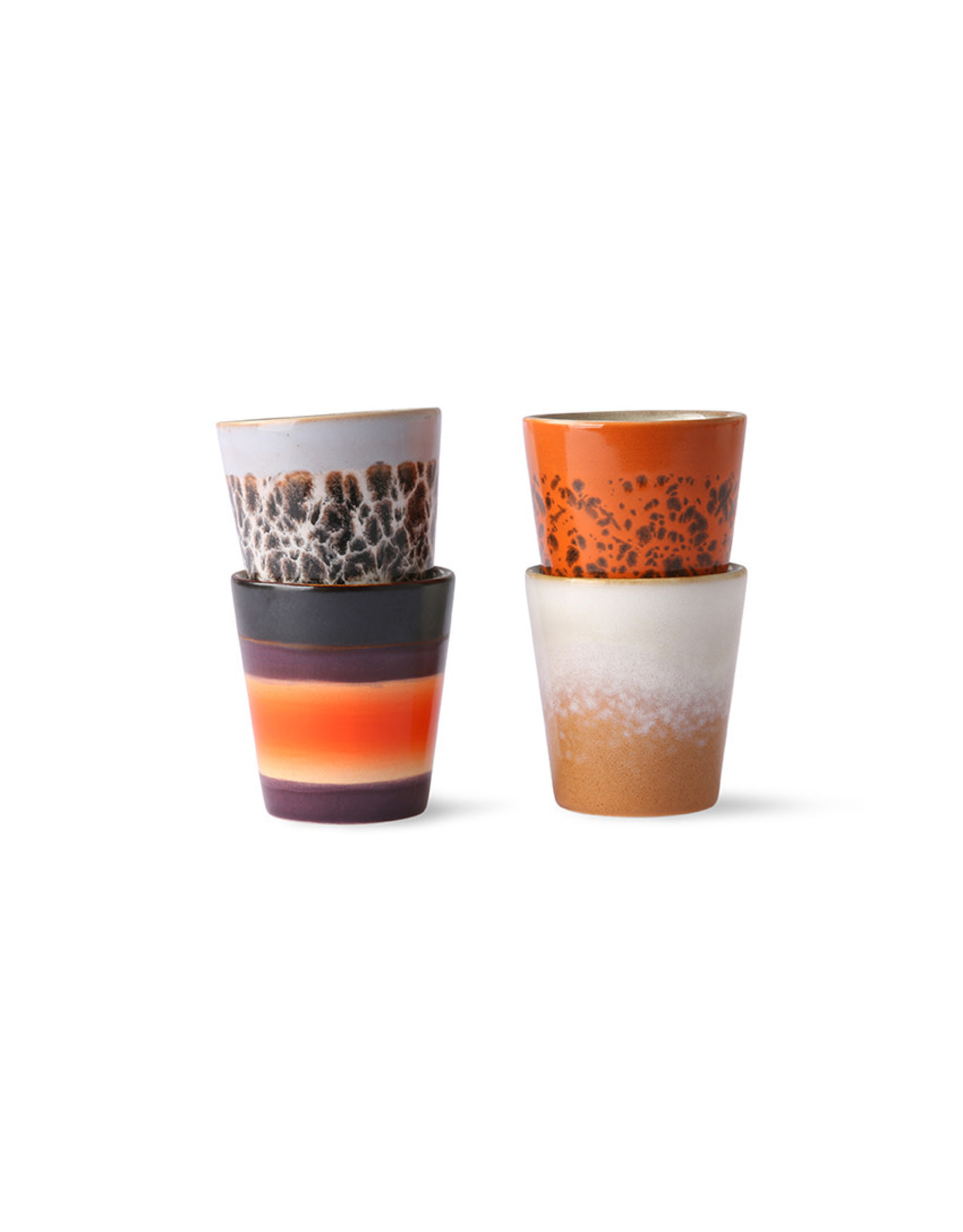 HKliving Ceramics 70's Ristretto Mugs Set of 4
