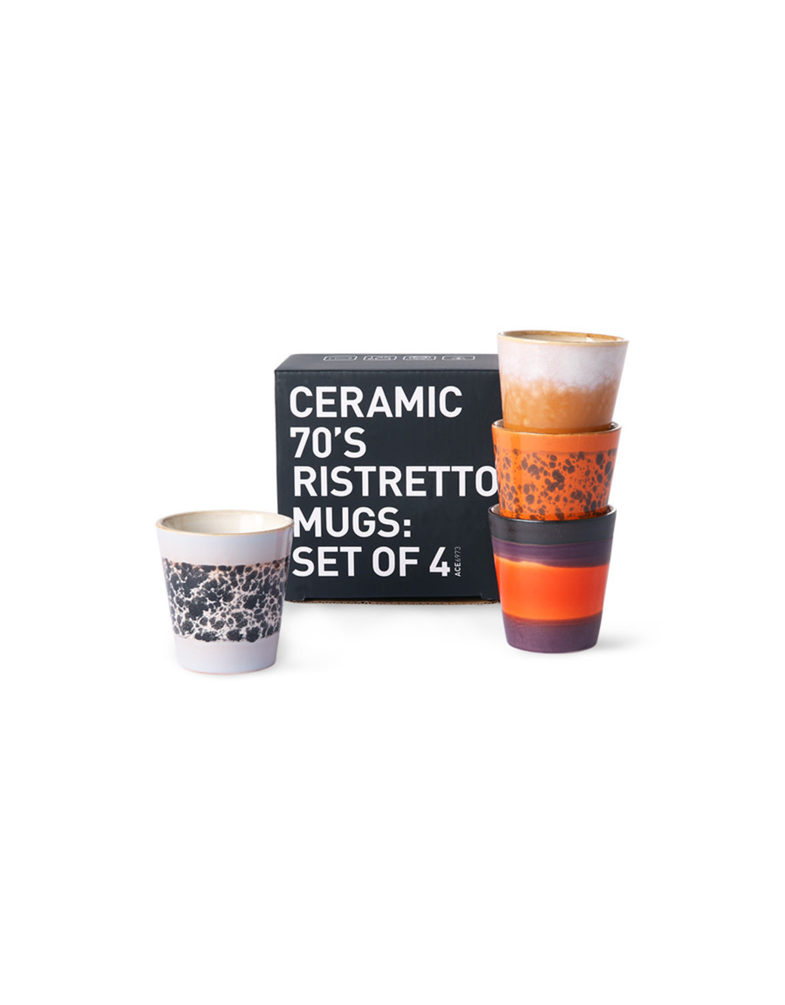 HKliving Ceramics 70's Ristretto Mugs Set of 4