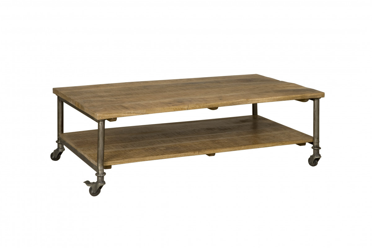 Hedendaags RENEW Salontafel mangohout met wieltjes | 125 cm - Max Wonen OC-95