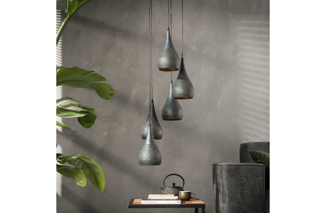 Hanglamp | Baltimore Getrapt | 5x Ø15cm