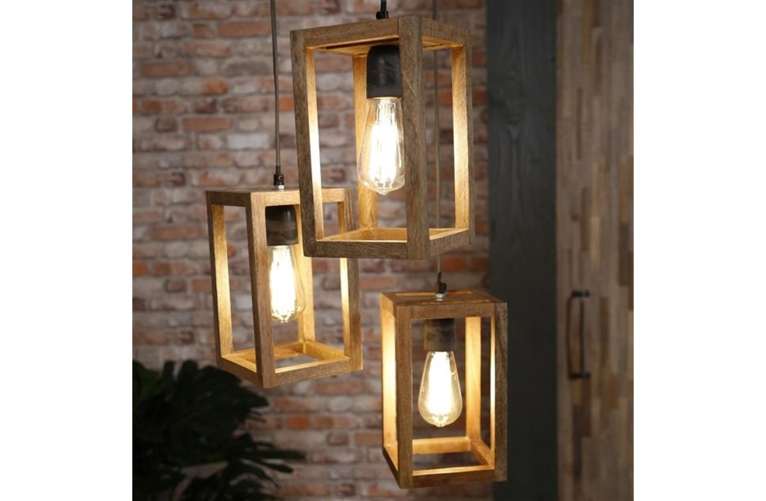 Mangohouten Hanglamp | New Orleans getrapt | 3L