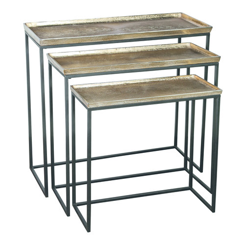 PTMD PTMD Daan aluminium sidetable goud set van 3 PTMD PTMD Daan aluminium sidetable goud set van 3