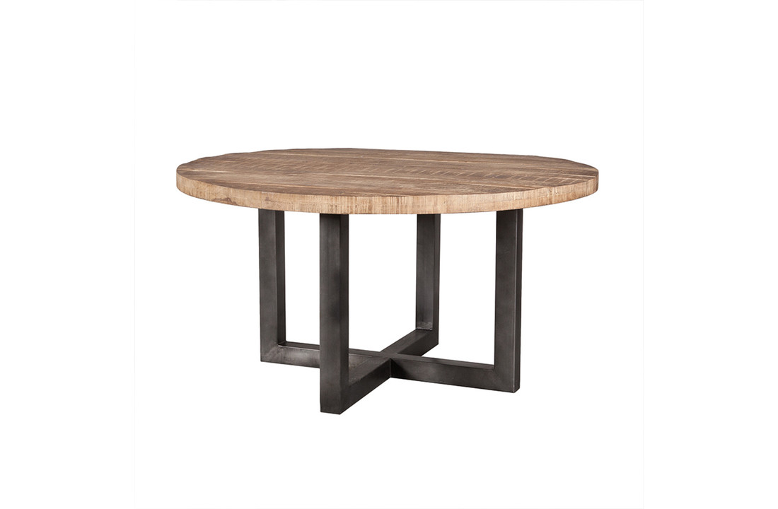 Mangohouten eettafel met metalen poot | 130cm