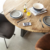 Mangohouten eettafel met metalen poot | 130cm
