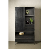 Opbergkast Paterno 100 cm | Zwart mangohout & metaal