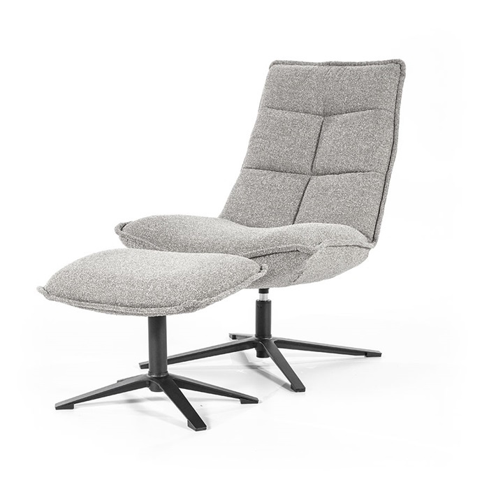 Relaxfauteuil Marcus met voetenbank | Licht grijs