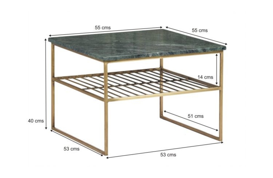 Marmeren salontafel Dian | Green & Gold 55 cm