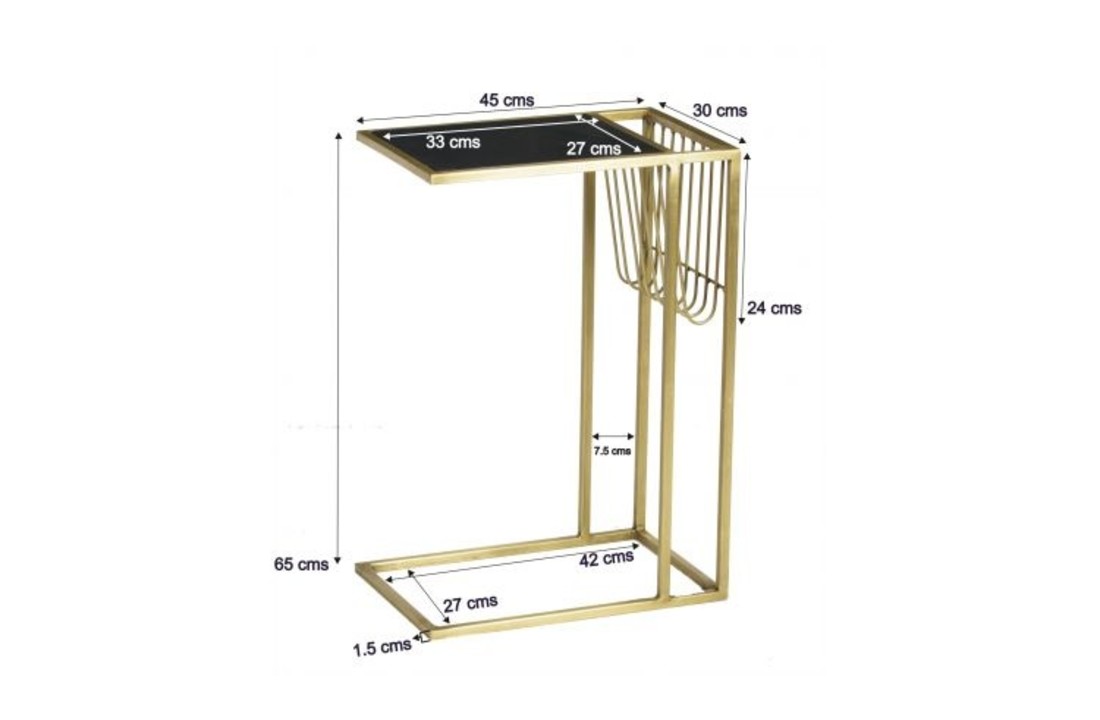 Marmeren laptoptafel Djura | Black & Gold