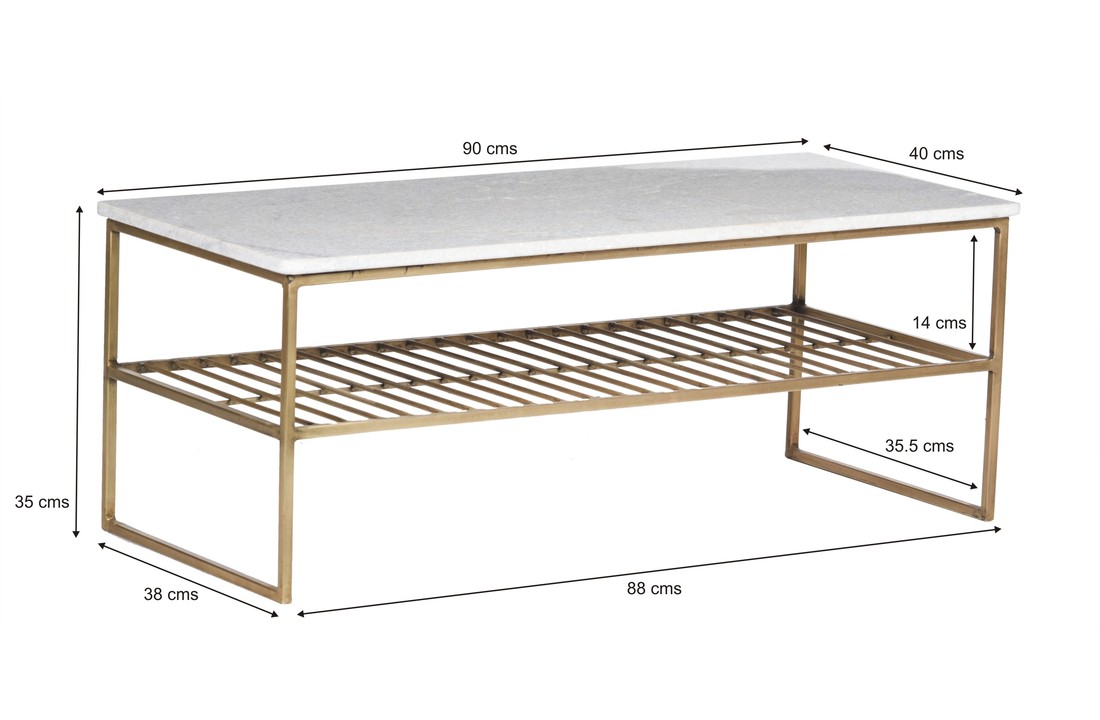 Marmeren salontafel Dian | White & Gold 90 cm