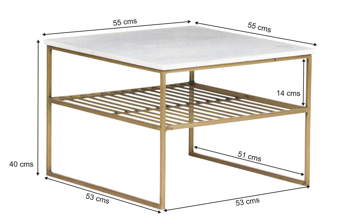 Marmeren salontafel Dian | White & Gold 55 cm
