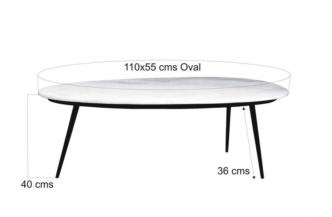 Marmeren salontafel Organic | Black & white