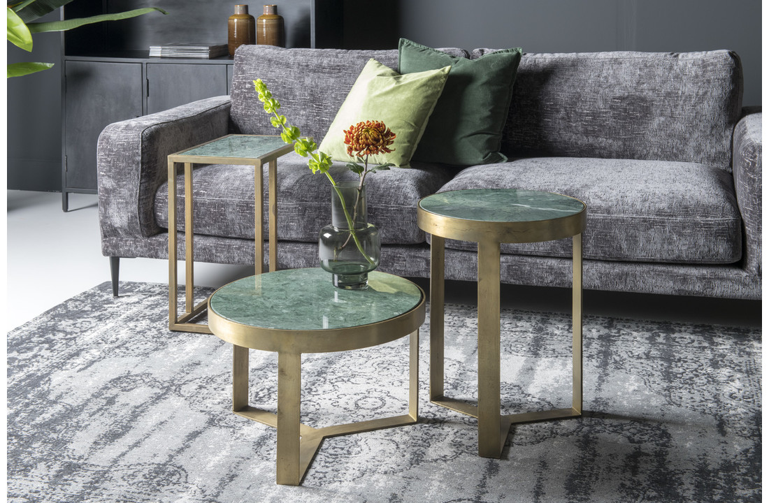 Marmeren salontafel Glennis | Green & Gold 50 cm