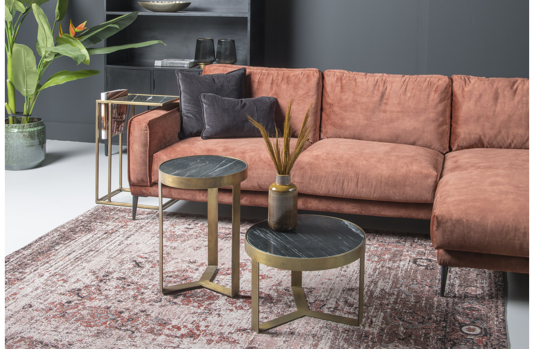Marmeren salontafel Glennis | Black & Gold 50 cm