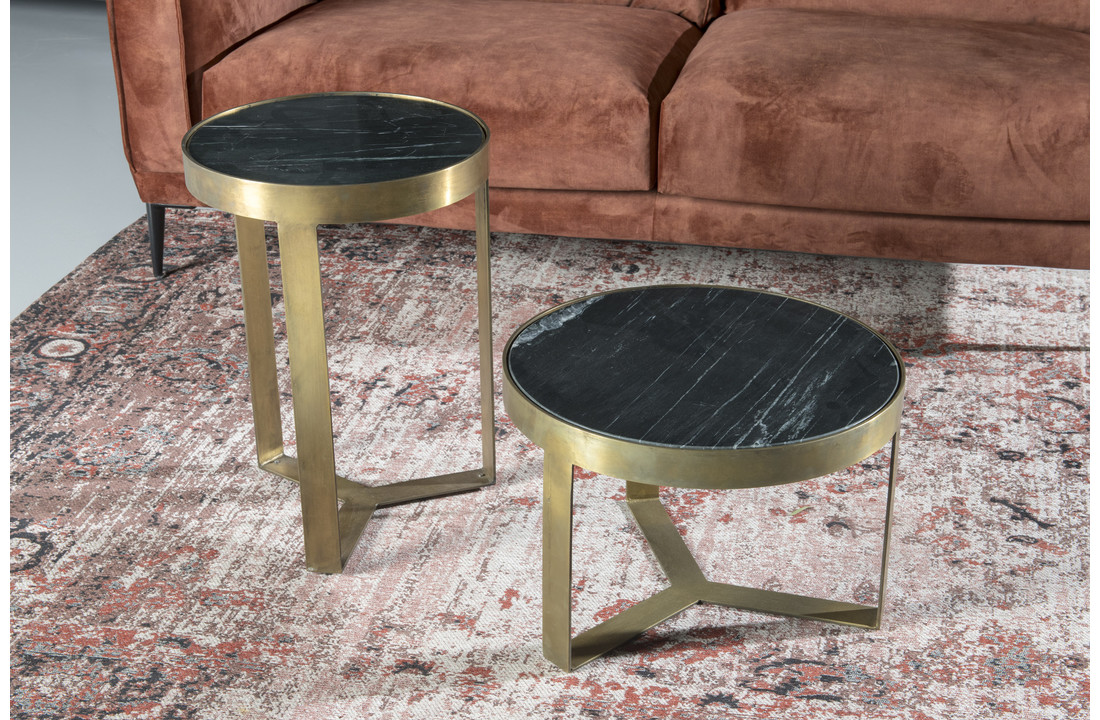 Marmeren salontafel Glennis | Black & Gold 50 cm