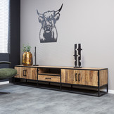 Industrieel tv meubel mangohout 240cm | Denver