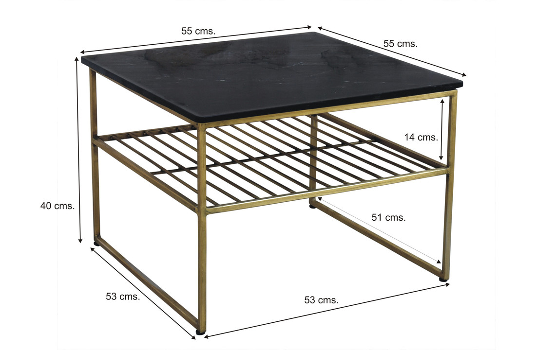 Marmeren salontafel Dian | Black & Gold 55 cm