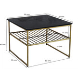 Marmeren salontafel Dian | Black & Gold 55 cm