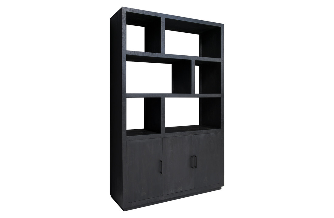 Zwarte vakkenkast Jaxx | 145 cm