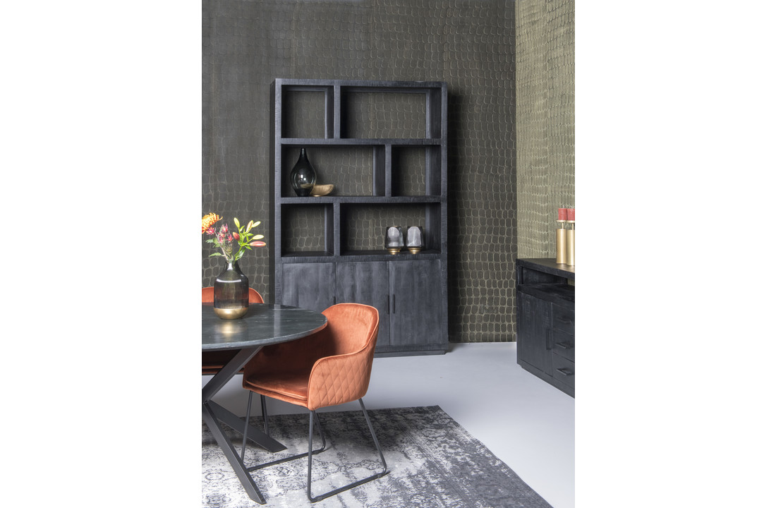 Zwarte vakkenkast Jaxx | 145 cm