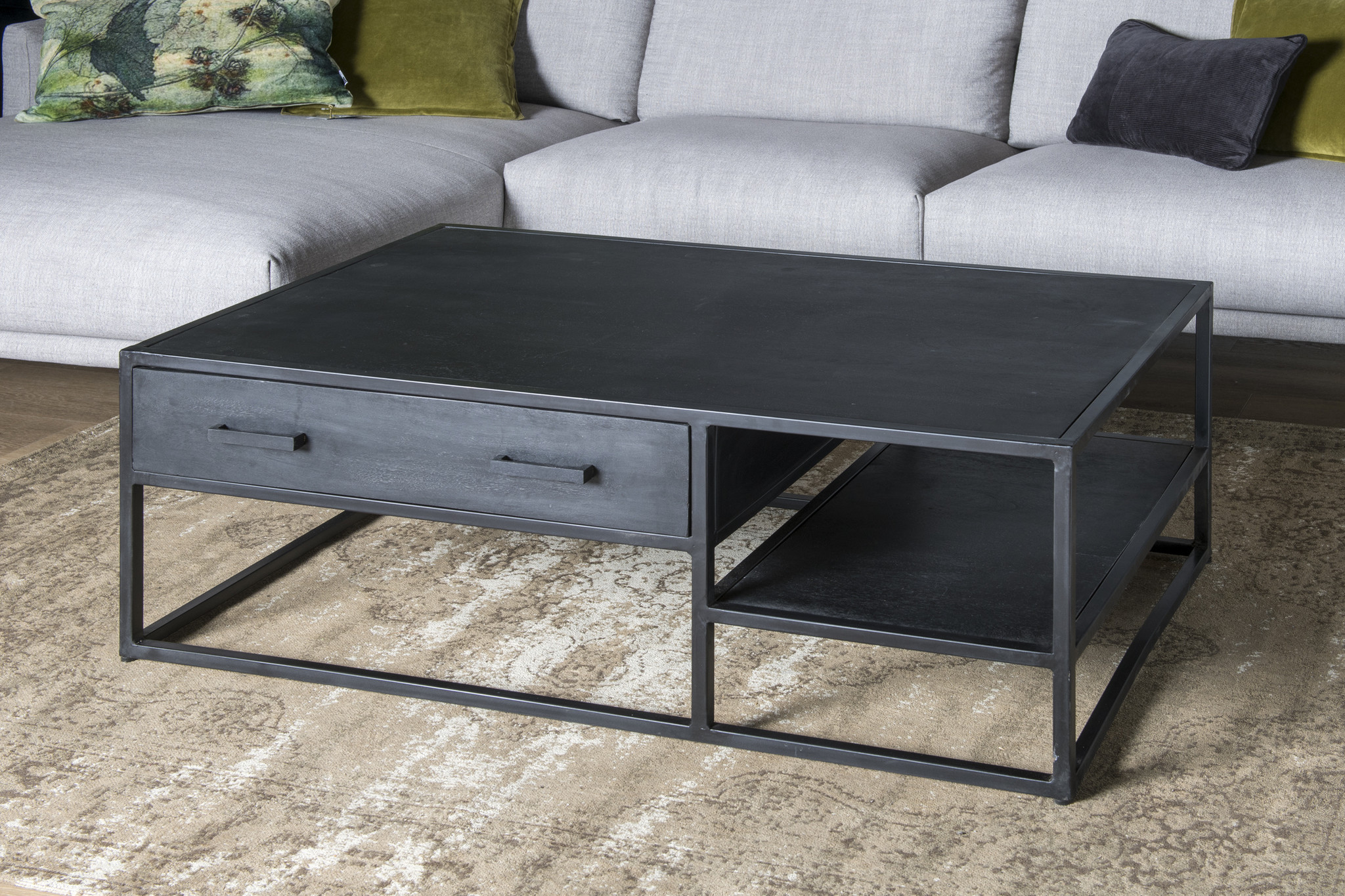 WOOOD Binck Salontafel - Metaal - Zwart - 35x60x60 | Leen Bakker