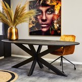 Ovale eettafel zwart 210 cm | New York | Mangohout