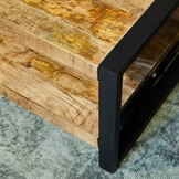 Salontafel Britt | Mangohout & staal | 110 cm met onderblad