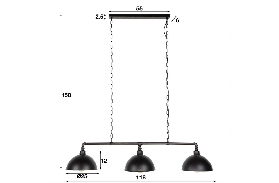 Industriële Hanglamp | Pittsburgh |3xØ26