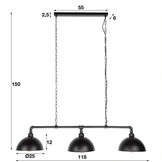 Industriële Hanglamp | Pittsburgh |3xØ26
