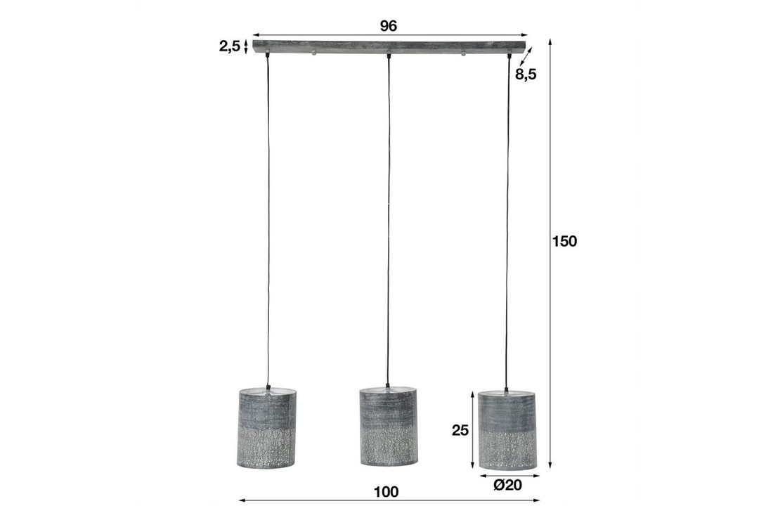 Metalen hanglamp | Newcastle 3L